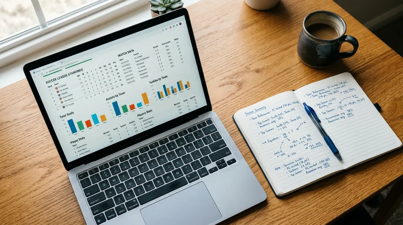 Pantalla de ordenador portátil mostrando cuotas y líneas de apuestas deportivas con un cuaderno de notas al lado